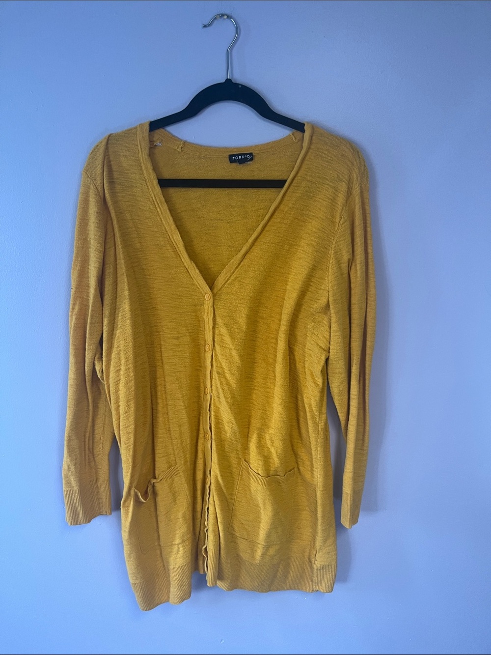 torrid Yellow V-Neck Button Front Cardigan
